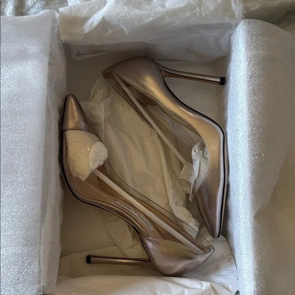 JIMMY CHOO Limited Edition Platinum/Plexi Romy Pointed Heels 100mm Like New! - Picture 7 of 10